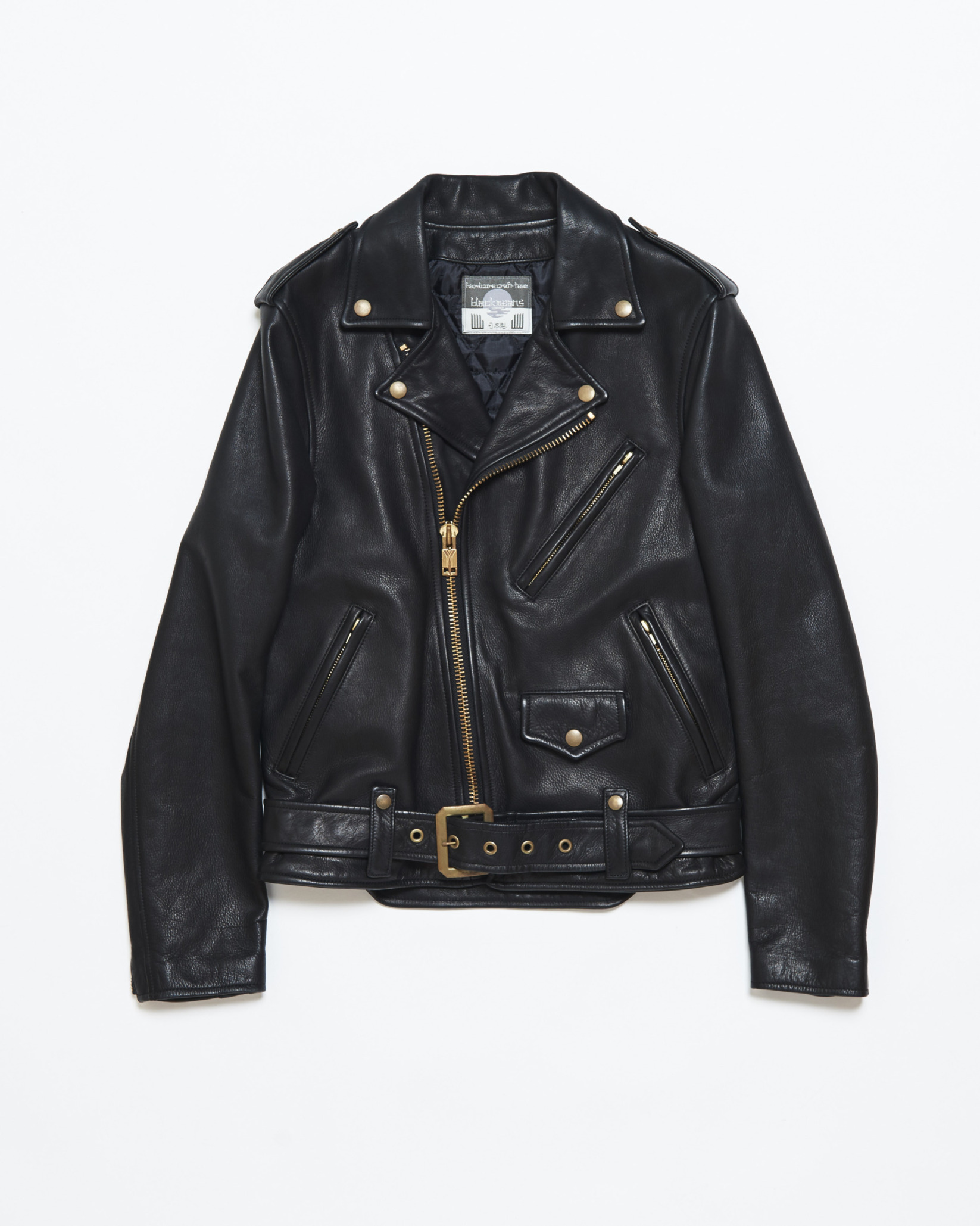 Leather Motorcycle Jacket w/ Front Backle Detail