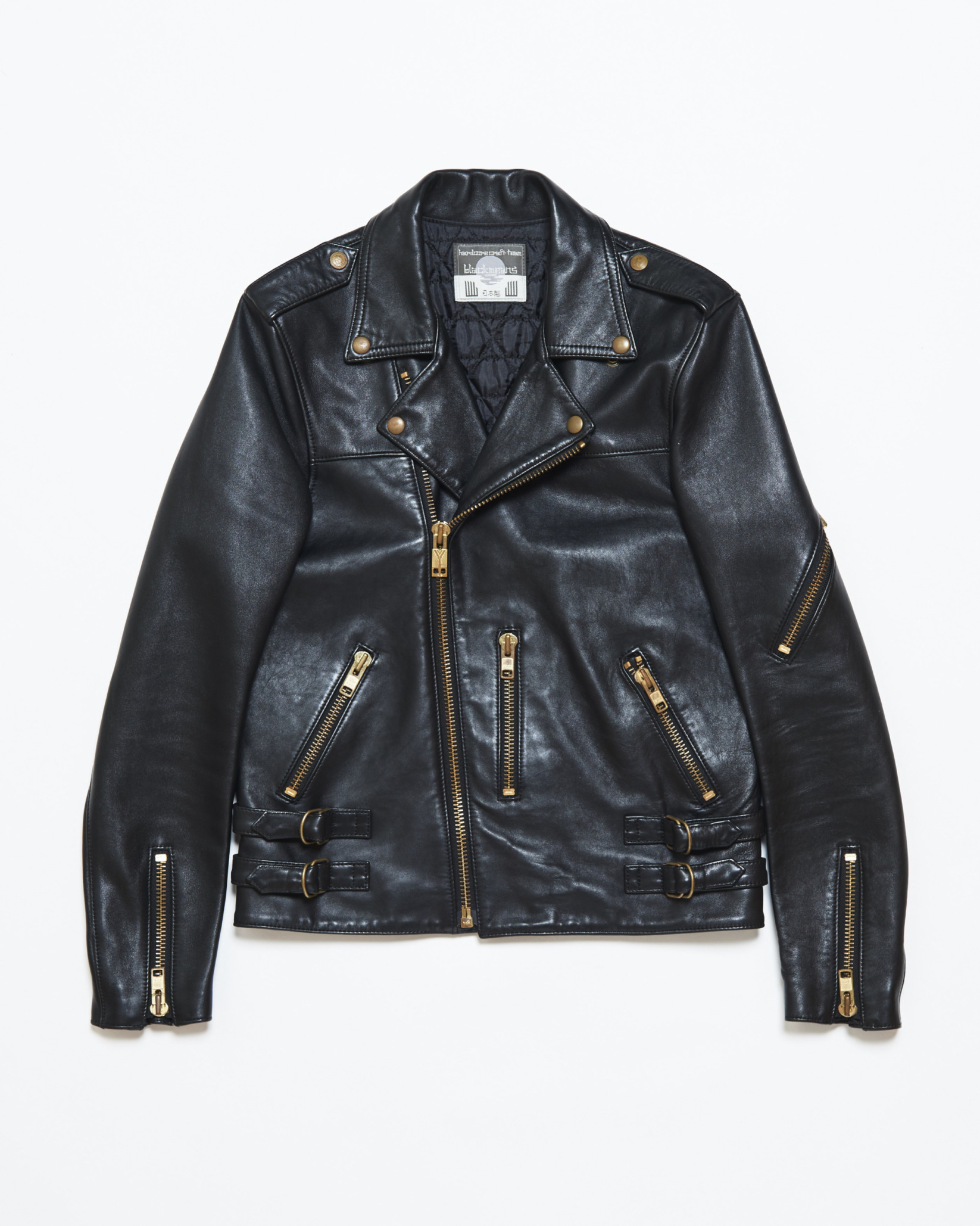 Leather Motorcycle Jacket w/ Front Pocket Detail