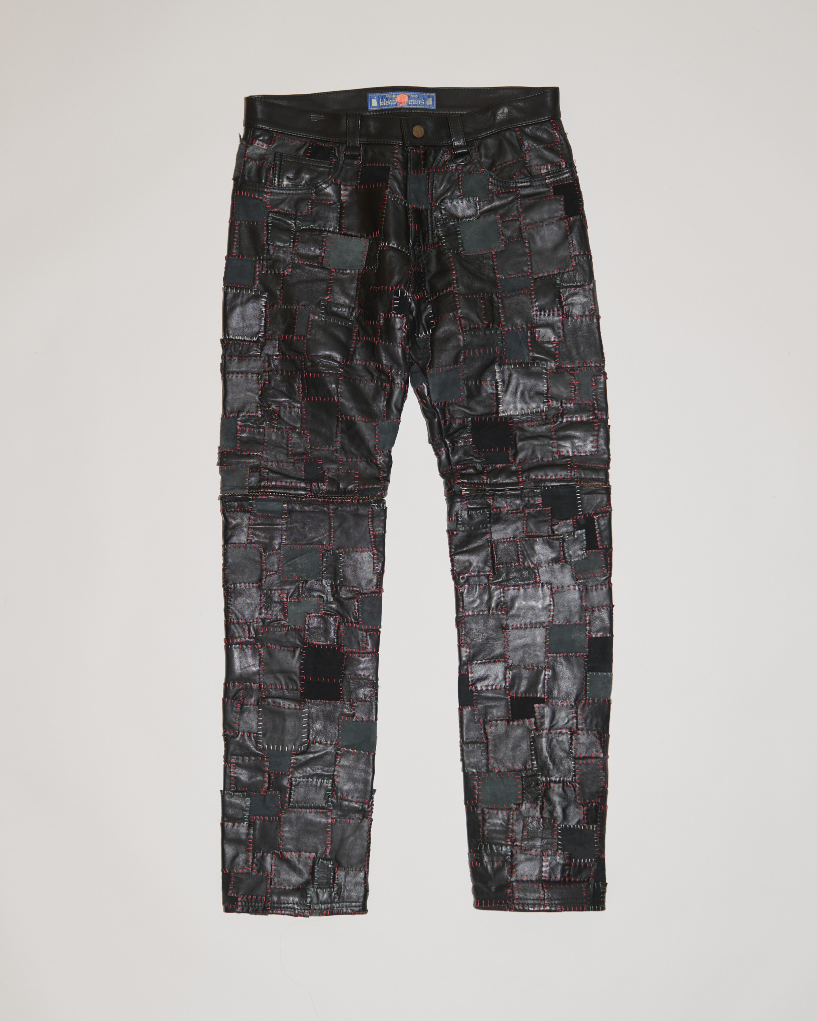 “BORO Leather Patch Work” Slim Pants