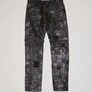 "BORO Leather Patch Work" Slim Pants