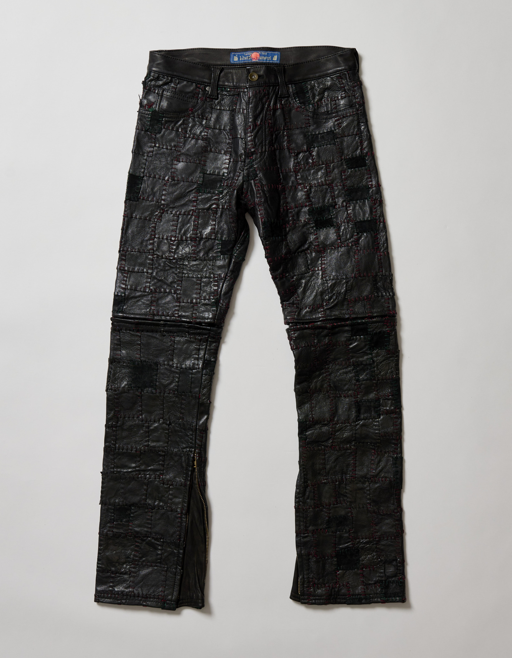 “BORO Leather Patch Work” Slim Pants