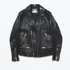 Leather Motorcycle Jacket w/ W Pocket Detail
