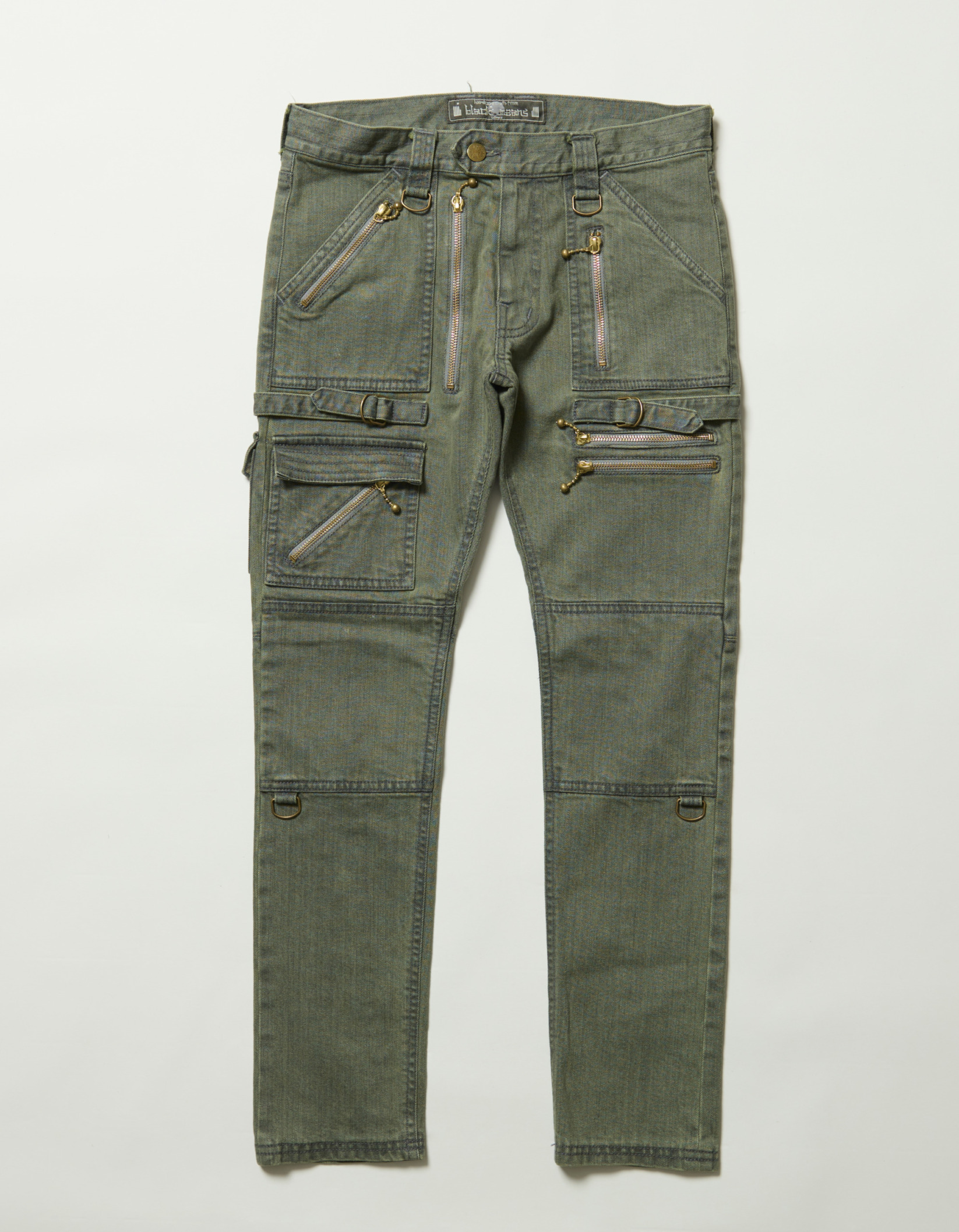 11oz Denim Stretch Slim Pants w/ Zippers’ Detail (bleach processing)