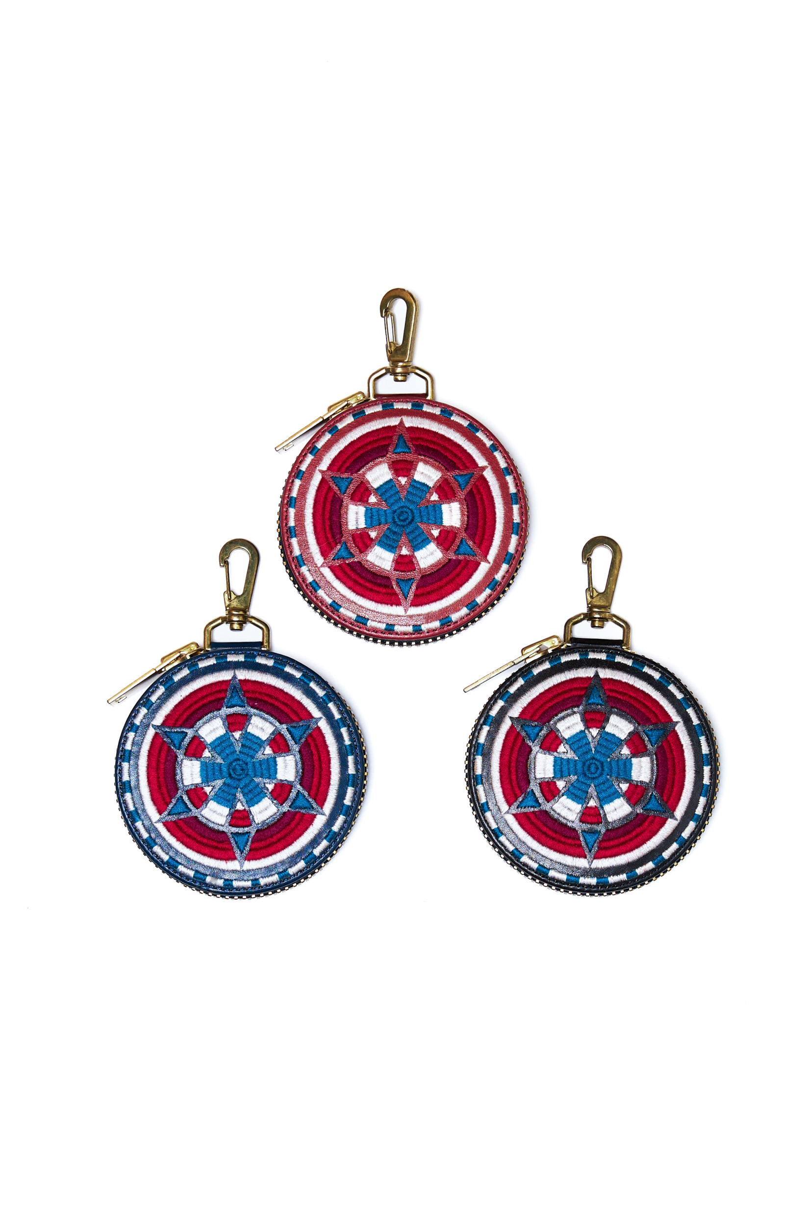 Circled Pouch w/ Embroidery Detail