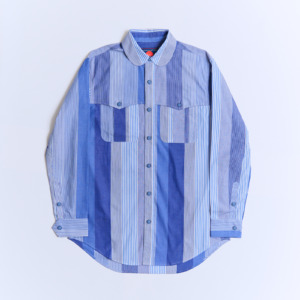 945-GS176-1 Round-Neck Shirt with Crazy Stripe Pattern
