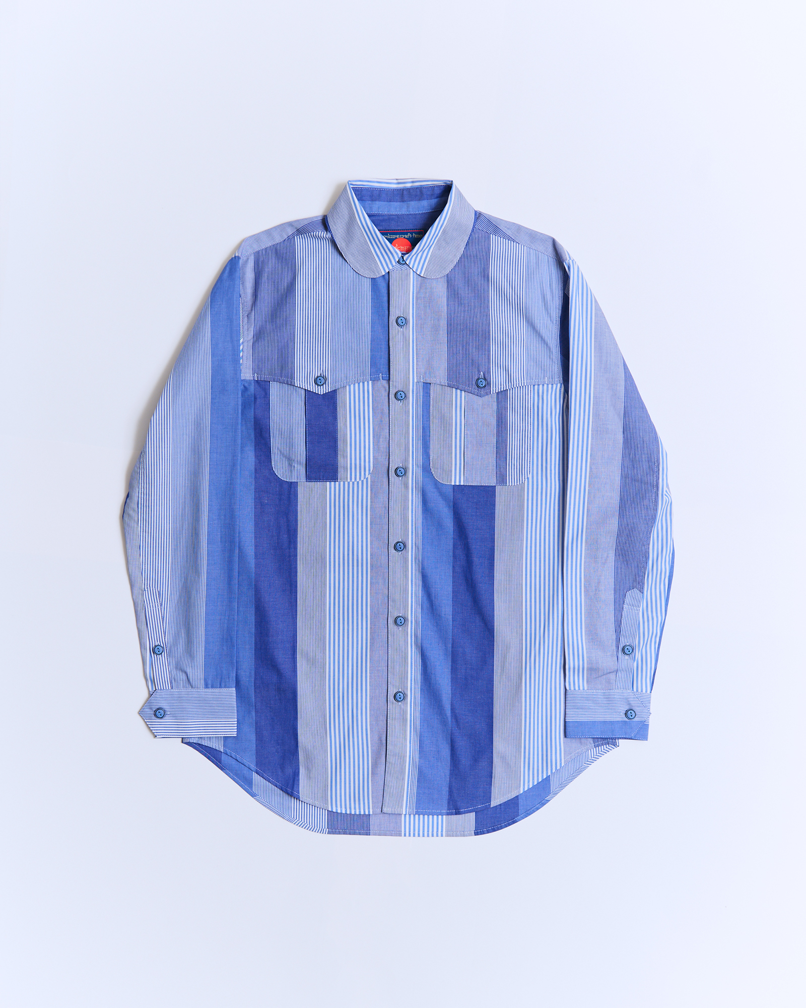 945-GS176-1 Round-Neck Shirt with Crazy Stripe Pattern