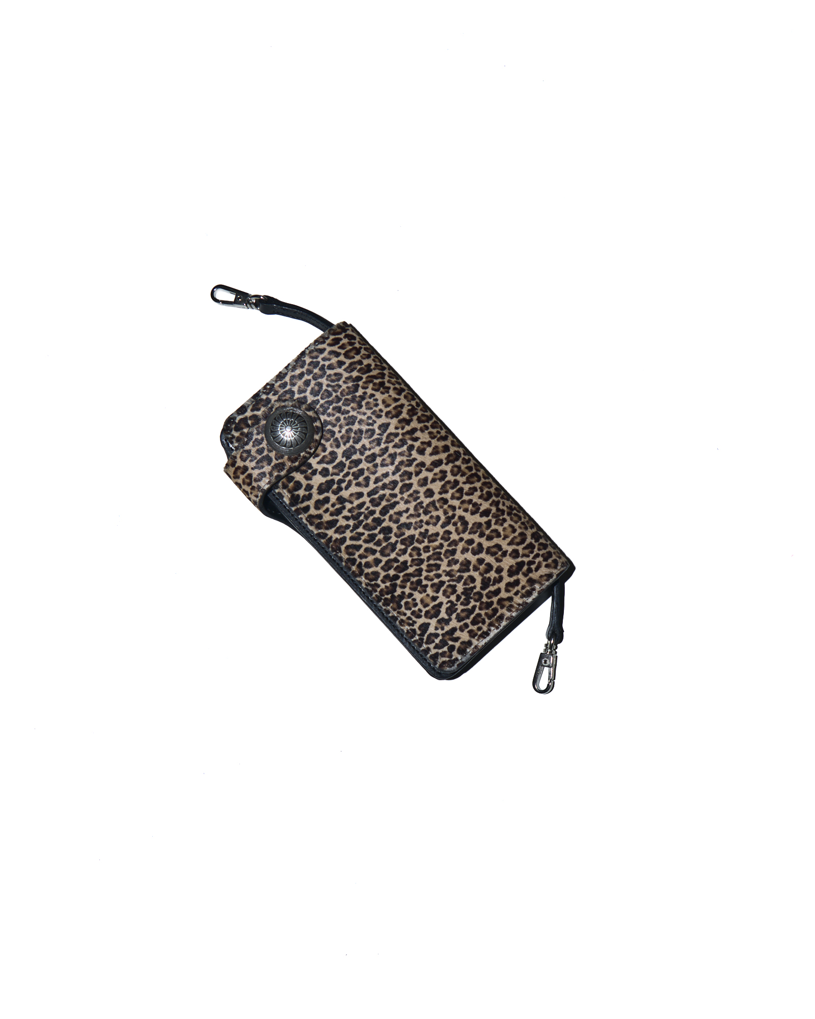 945-AC327-2 Leopard-print Long wallet with an attachment loop