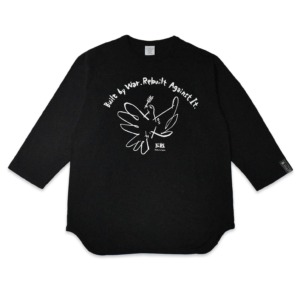 945-TT128-1 Baseball Shirt featuring “Doves and a Flower Field” with an anti-war print