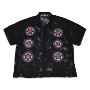 945-GKN45-1 Short-Sleeve Knit Shirt with Circle Pattern