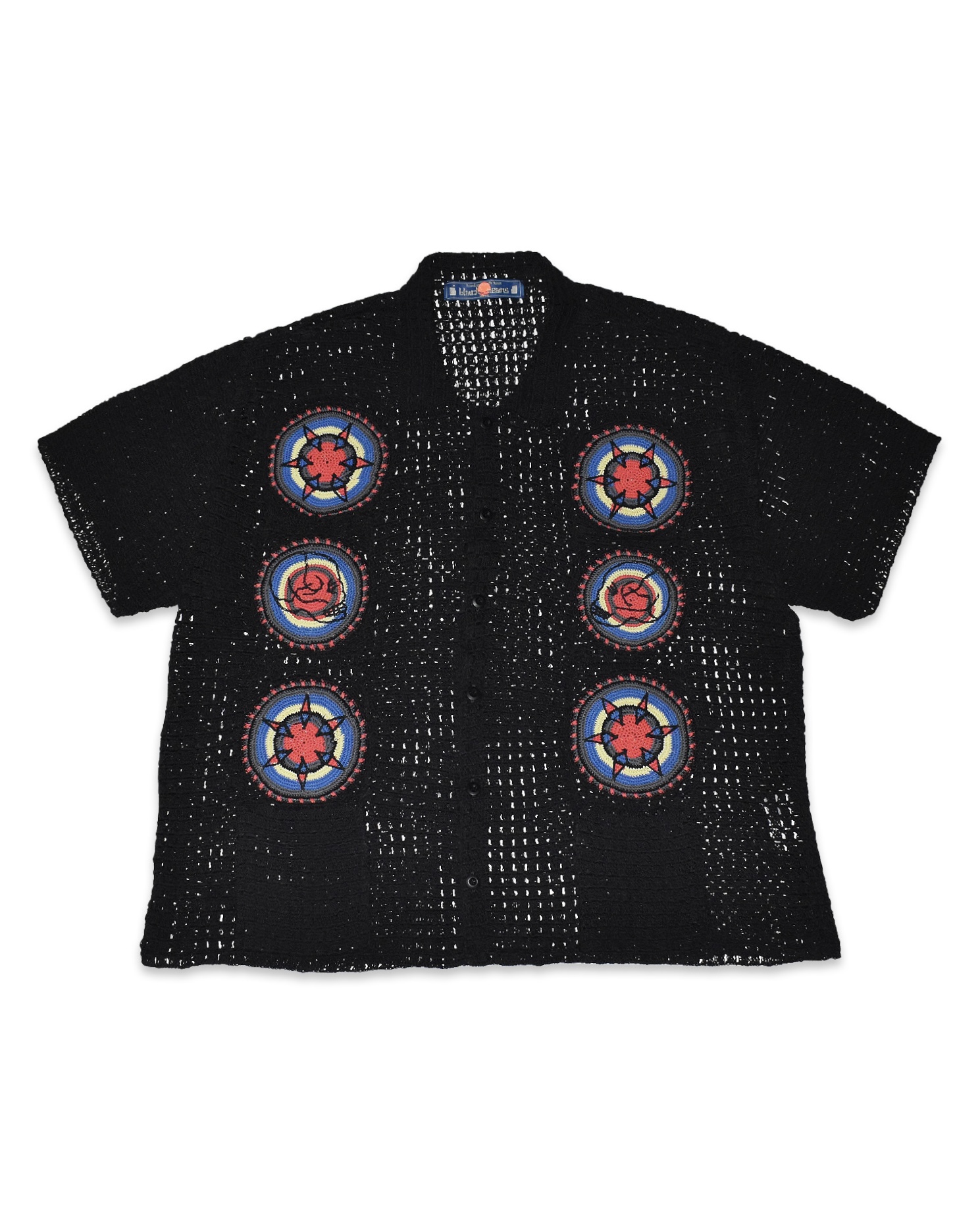 945-GKN45-1 Short-Sleeve Knit Shirt with Circle Pattern